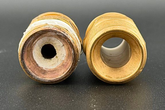 messing fitting stark verkalkt und gereinigt vergleich